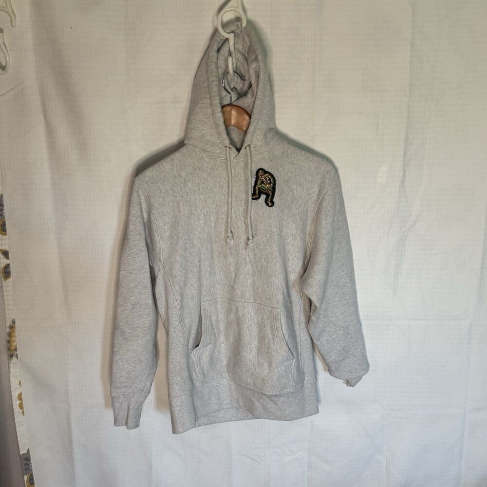 Rowing Blazers Men's Skeleton Patch Hoodie Sweatshirt Ivory Small *COLOR BLEED*